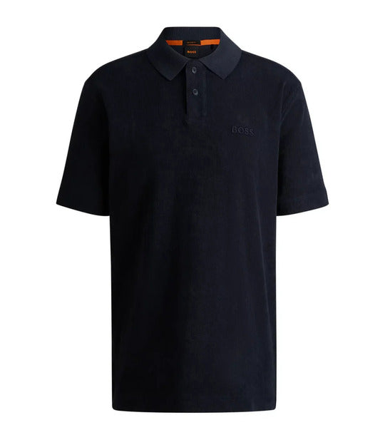 Hugo Boss Orange PeTowel Polo Shirt: DARK BLUE