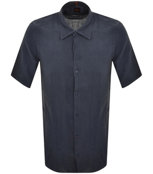 Hugo Boss Orange Rash_2 Linen S/S Shirt: NAVY