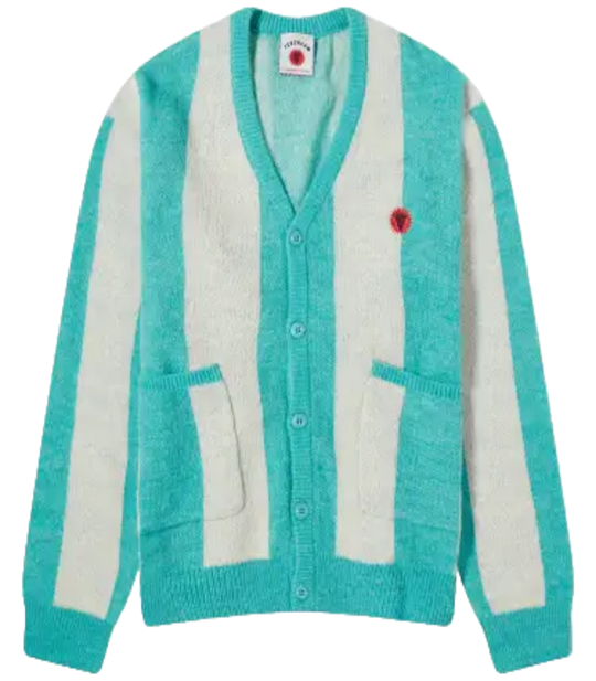 Icecream Striped Knitted Cardigan: TEAL