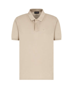 Emporio Armani Hidden Button Plackett Polo Shirt: BEIGE