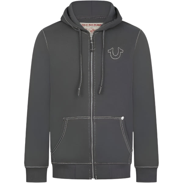 True Religion Big T Zip Hoodie: DARK GREY