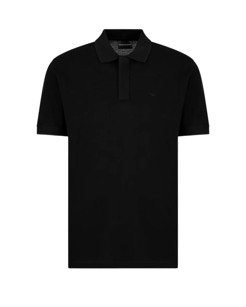 Emporio Armani Hidden Button Plackett Polo Shirt: BLACK