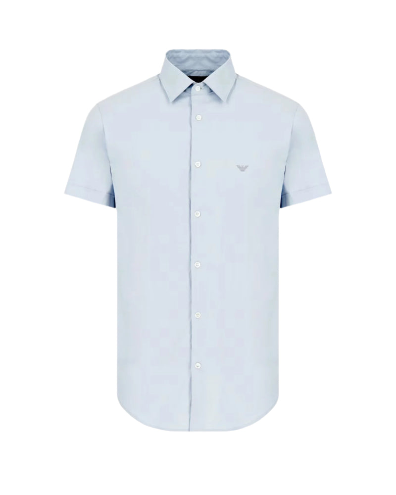 Emporio Armani Essentials Full Button Polo Shirt: LIGHT BLUE