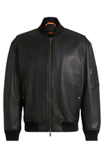 Hugo Boss Orange Juge Leather Jacket: BLACK