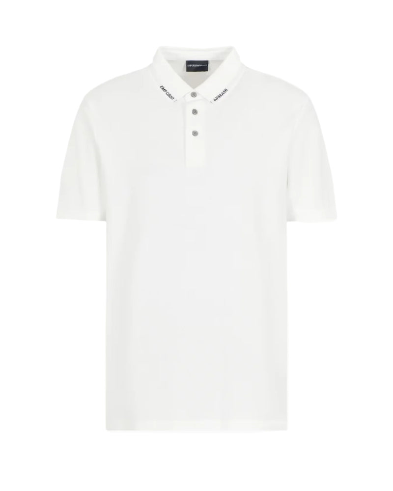 Emporio Armani Collar Logo Polo Shirt: WHITE