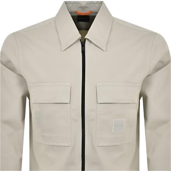 Hugo Boss Orange Lovel Zip Overshirt: LIGHT BEIGE