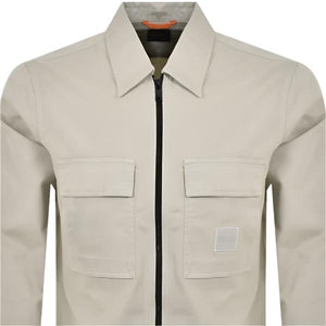 Hugo Boss Orange Lovel Zip Overshirt: LIGHT BEIGE