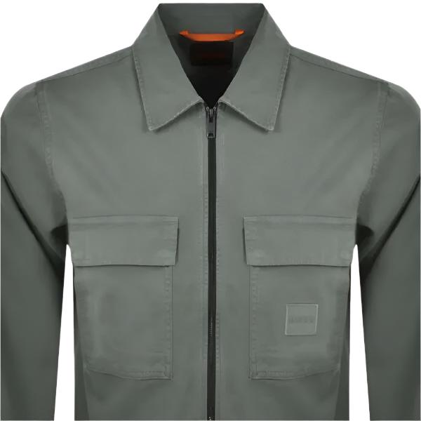 Hugo Boss Orange Lovel Zip Overshirt: OPEN GREY