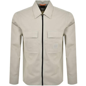 Hugo Boss Orange Lovel Zip Overshirt: LIGHT BEIGE