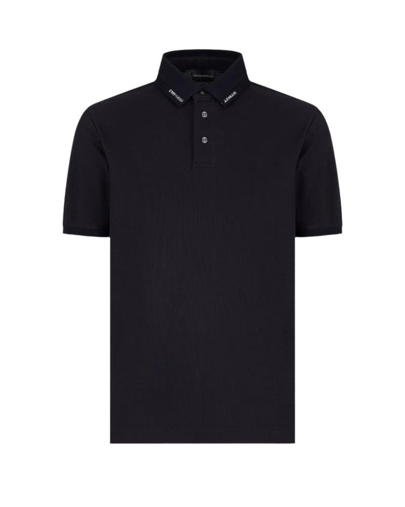 Emporio Armani Collar Logo Polo Shirt: NAVY