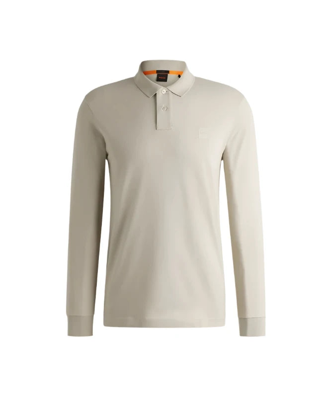 Hugo Boss Orange Passerby L/S Polo Shirt: LIGHT BEIGE