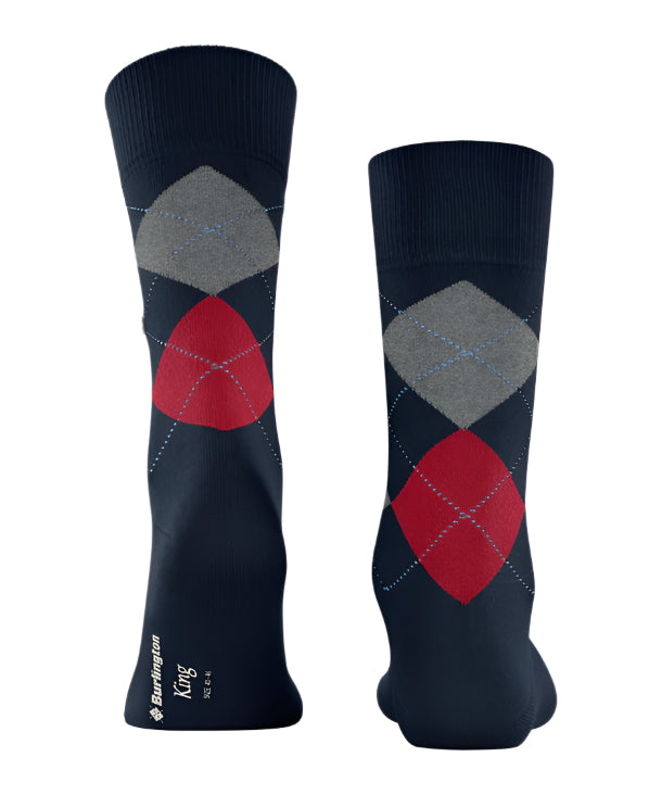 Burlington King Sock: NAVY/RED