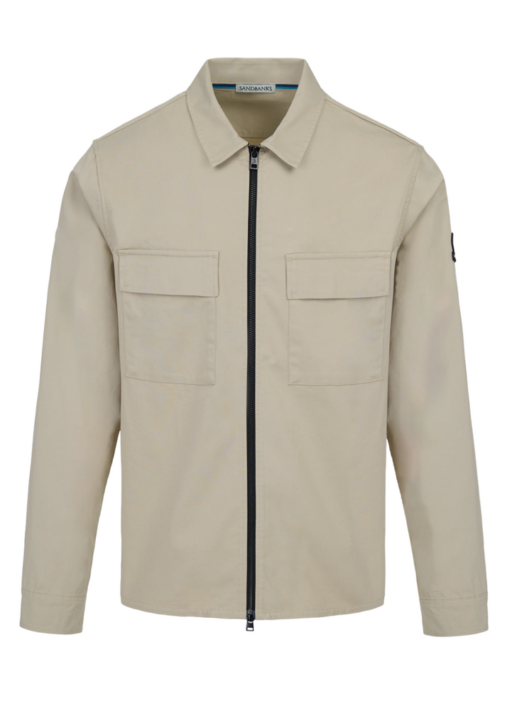 Sandbanks Gabardine Zip Overshirt: STONE